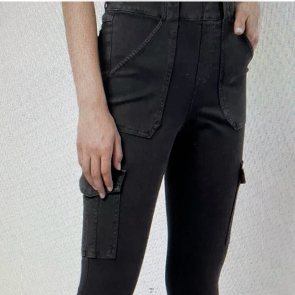 Spanx Stretch Twill Ankle Cargo Pant High Waist Washed Black 20311R Sz L/G NWT